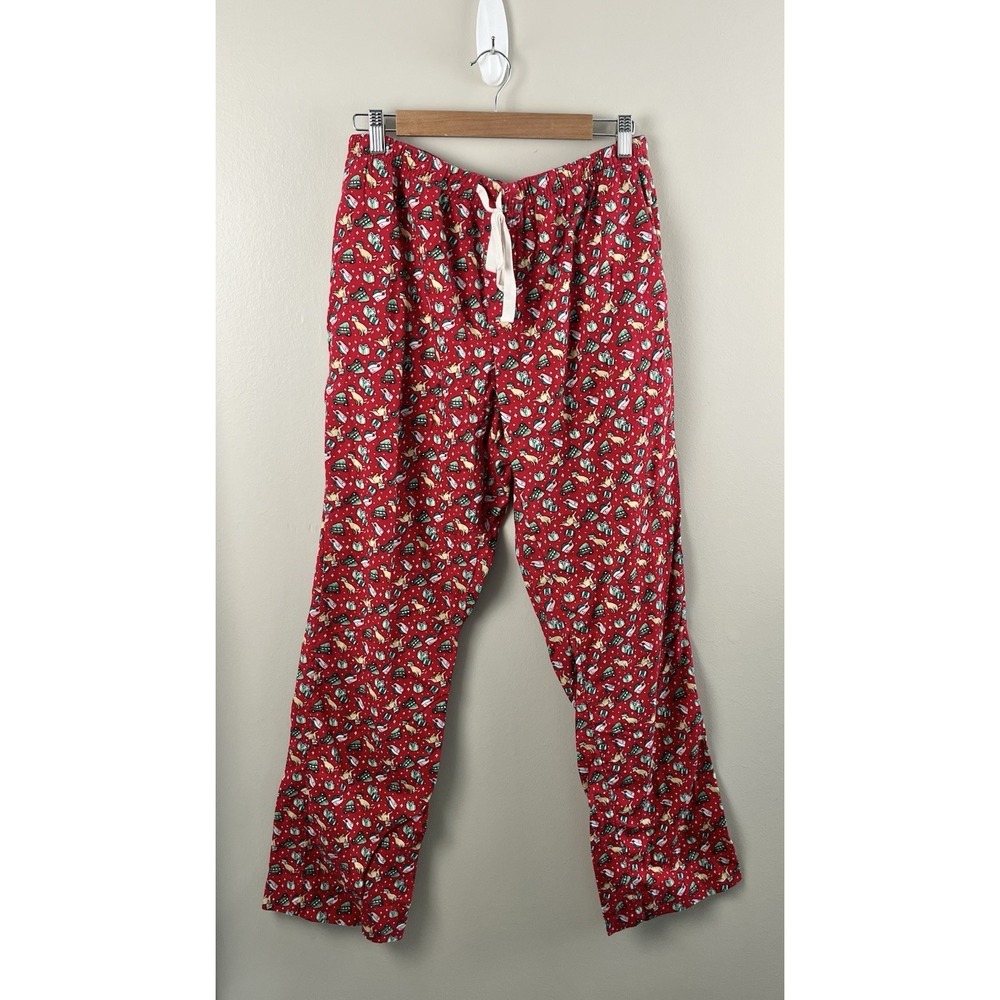 Vineyard Vines Pajama‎ Pants Mens M Christmas Family Red Flannel Printed PJs